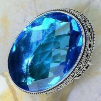 Tpz 540c bague t57 chevaliere medievale topaze bleue suisse bijoux argent 925 vente achat