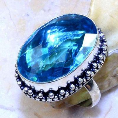 Tpz 544a bague t57 chevaliere medievale topaze bleue suisse 18x25mm bijoux argent 925 vente achat