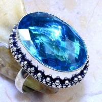 Tpz 544b bague t57 chevaliere medievale topaze bleue suisse 18x25mm bijoux argent 925 vente achat