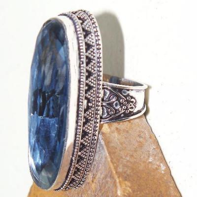 Tpz 556c bague t57 chevaliere medievale topaze bleue 12x42mm bijoux argent 925 vente achat