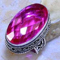 Tpz 580a bague t54 chevaliere medievale topaze rose 18x28mm bijoux argent 925 vente achat