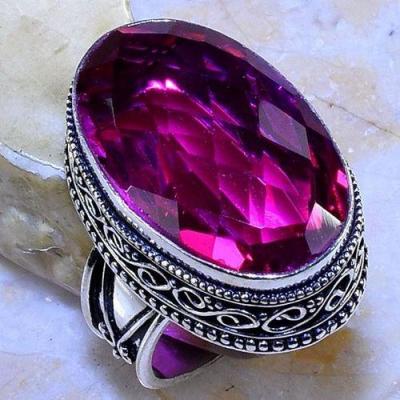 Tpz 582b bague t58 chevaliere medievale topaze rose 18x28mm bijoux argent 925 vente achat