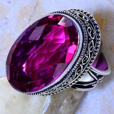 Tpz 582b bague t58 chevaliere medievale topaze rose 18x28mm bijoux argent 925 vente achat