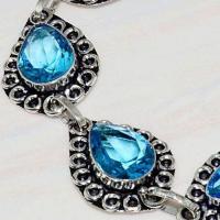 Tpz 589c bracelet topaze bleu iolite ethnique baroque bijou argent 925 vente achat