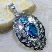 Tpz 600a pendentif pendant topaze bleue goutte poire 15x20mm bijoux argent 925 vente achat