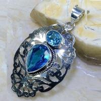Tpz 600b pendentif pendant topaze bleue goutte poire 15x20mm bijoux argent 925 vente achat