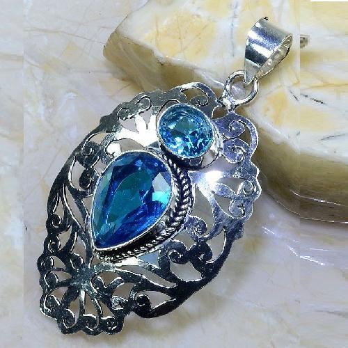 Tpz 600b pendentif pendant topaze bleue goutte poire 15x20mm bijoux argent 925 vente achat