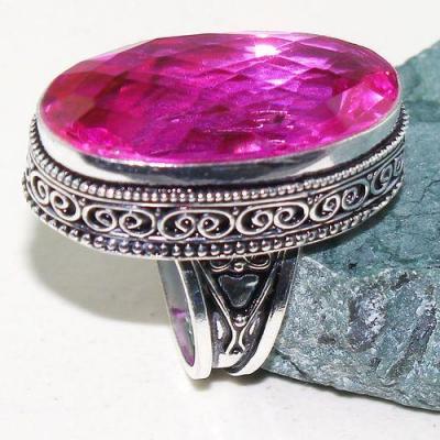 Tpz 609a bague t58 chevaliere medievale topaze rose 18x30mm bijoux argent 925 vente achat