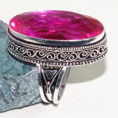 Tpz 610a bague t57 chevaliere medievale topaze rose 18x32mm bijoux argent 925 vente achat