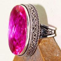 Tpz 612c bague t56 chevaliere medievale topaze rose 18x30mm bijoux argent 925 vente achat