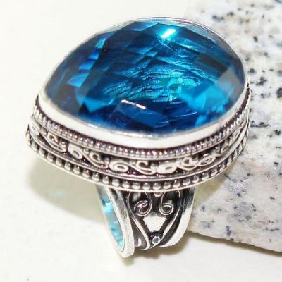 Tpz 616a bague t57 chevaliere topaze bleue suisse 18x26mm medievale bijoux argent 925 vente achat