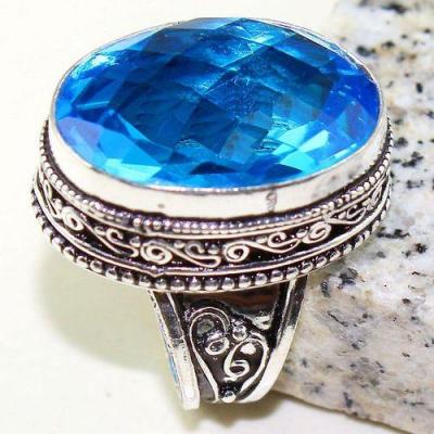 Tpz 618a bague t57 chevaliere topaze bleue suisse 18x26mm medievale bijoux argent 925 vente achat