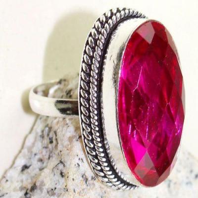 Tpz 620c bague t57 chevaliere medievale topaze pink rose 16x26mm bijoux argent 925 vente achat