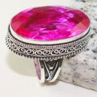 Tpz 626a bague t55 chevaliere medievale topaze rose 18x30mm bijoux argent 925 vente achat