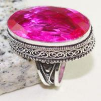 Tpz 626b bague t55 chevaliere medievale topaze rose 18x30mm bijoux argent 925 vente achat