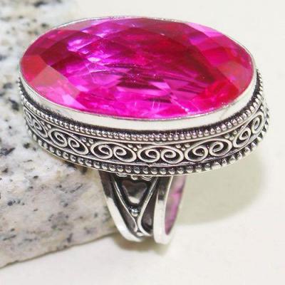 Tpz 626a bague t55 chevaliere medievale topaze rose 18x30mm bijoux argent 925 vente achat