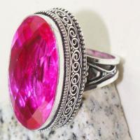 Tpz 626c bague t55 chevaliere medievale topaze rose 18x30mm bijoux argent 925 vente achat