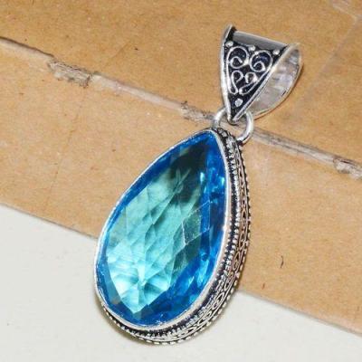 Tpz 635c pendentif pendant topaze bleue 16x28mm bijoux argent 925 vente achat