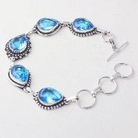 Tpz 644a bracelet 17 topaze bleu iolite ethnique baroque bijou argent 925 vente achat