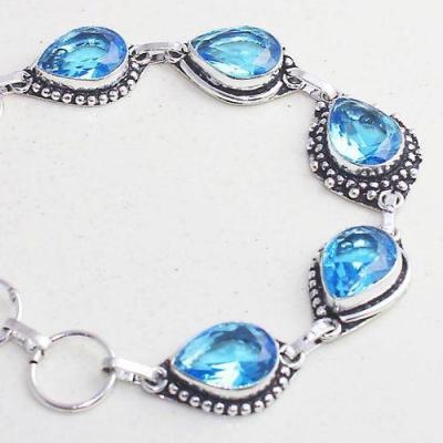 Tpz 644b bracelet 17 topaze bleu iolite ethnique baroque bijou argent 925 vente achat