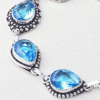 Tpz 644c bracelet 17 topaze bleu iolite ethnique baroque bijou argent 925 vente achat