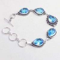 Tpz 644d bracelet 17 topaze bleu iolite ethnique baroque bijou argent 925 vente achat