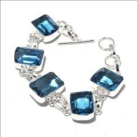 Tpz 666b bracelet 28gr topaze bleu suisse 15x20mm ethnique baroque bijou argent 925 vente achat