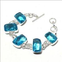 Tpz 666c bracelet 28gr topaze bleu suisse 15x20mm ethnique baroque bijou argent 925 vente achat