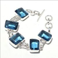 Tpz 666d bracelet 28gr topaze bleu suisse 15x20mm ethnique baroque bijou argent 925 vente achat