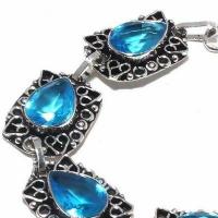 Tpz 681c bracelet 22gr topaze bleu suisse 15x10mm ethnique baroque bijou argent 925 vente achat