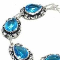 Tpz 683c bracelet 20gr topaze bleu suisse 15x10mm ethnique baroque bijou argent 925 vente achat