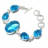 Tpz 684a bracelet 22gr topaze bleu suisse 20x30mm ethnique baroque bijou argent 925 vente achat