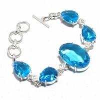 Tpz 684d bracelet 22gr topaze bleu suisse 20x30mm ethnique baroque bijou argent 925 vente achat