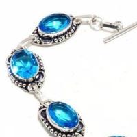 Tpz 686c bracelet 16gr topaze bleu suisse 15x10mm ethnique baroque bijou argent 925 vente achat