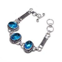 Tpz 687a bracelet 21gr topaze bleu suisse 15x10mm ethnique baroque bijou argent 925 vente achat