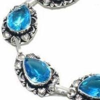 Tpz 697c bracelet 28gr topaze bleu suisse 15x10mm ethnique baroque bijou argent 925 vente achat