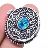 Tpz 698c bague chevaliere poison t58 14gr topaze bleu 10mm gothique argent 925 vente achat