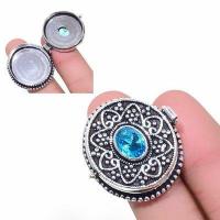 Tpz 698d bague chevaliere poison t58 14gr topaze bleu 10mm gothique argent 925 vente achat