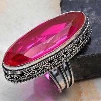 Tpz 701b bague chevaliere 18gr t59 topaze rose 15x40mm ethnique bijou argent 925 vente achat