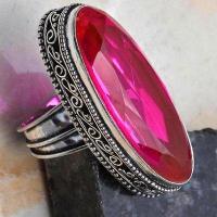 Tpz 701c bague chevaliere 18gr t59 topaze rose 15x40mm ethnique bijou argent 925 vente achat