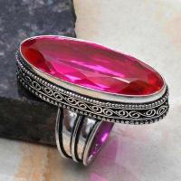 Tpz 702a bague chevaliere 18gr t60 topaze rose 14x38mm ethnique bijou argent 925 vente achat