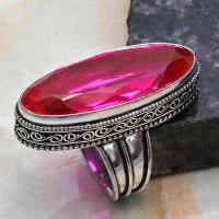 Tpz 702b bague chevaliere 18gr t60 topaze rose 14x38mm ethnique bijou argent 925 vente achat