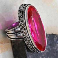 Tpz 702c bague chevaliere 18gr t60 topaze rose 14x38mm ethnique bijou argent 925 vente achat