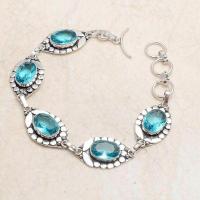 Tpz 724a bracelet 20gr topaze bleu suisse 15x10mm ethnique baroque bijou argent 925 vente achat