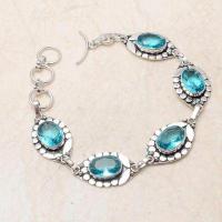 Tpz 724d bracelet 20gr topaze bleu suisse 15x10mm ethnique baroque bijou argent 925 vente achat