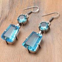 Tpz 739b boucles oreilles pendants 15gr 20x15mm paire topaze bleu suisse argent 925 vente achat