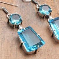 Tpz 739c boucles oreilles pendants 15gr 20x15mm paire topaze bleu suisse argent 925 vente achat