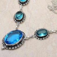 Tpz 746b collier sautoir parure 30gr pendant 20x30mm topaze bleu suisse argent 925 vente achat