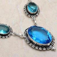 Tpz 746c collier sautoir parure 30gr pendant 20x30mm topaze bleu suisse argent 925 vente achat