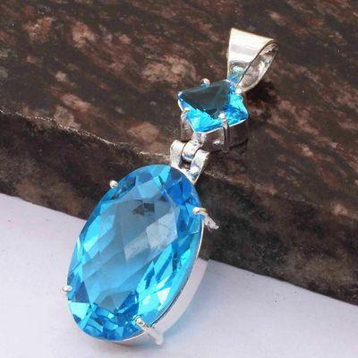 Tpz 748c pendant pendentif 10gr 16x26mm topaze bleu suisse argent 925 vente achat